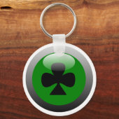 トランプのポーカーボタン – クラブ キーホルダー (正面)
