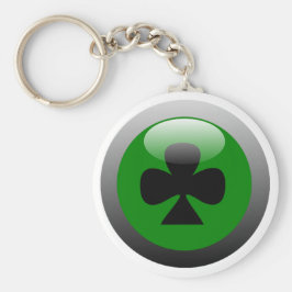 トランプのポーカーボタン – クラブ キーホルダー