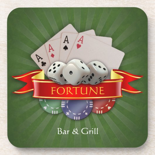 トランプのポーカーマニア – カード、ディスク、チップ コースター (正面)