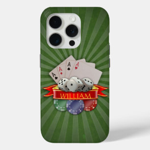 トランプのポーカーマニア – カード、ディスク、チップ iPhone 15 PROケース