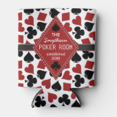 トランプのポーカールームカジノカードスーツパーソナライズされたクラブ 缶クーラー (正面)