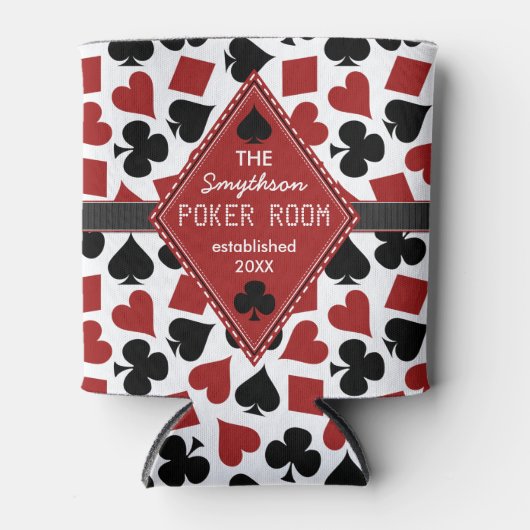 トランプのポーカールームカジノカードスーツパーソナライズされたクラブ 缶クーラー (正面)