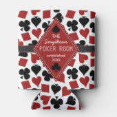 トランプのポーカールームカジノカードスーツパーソナライズされたクラブ 缶クーラー (裏面)