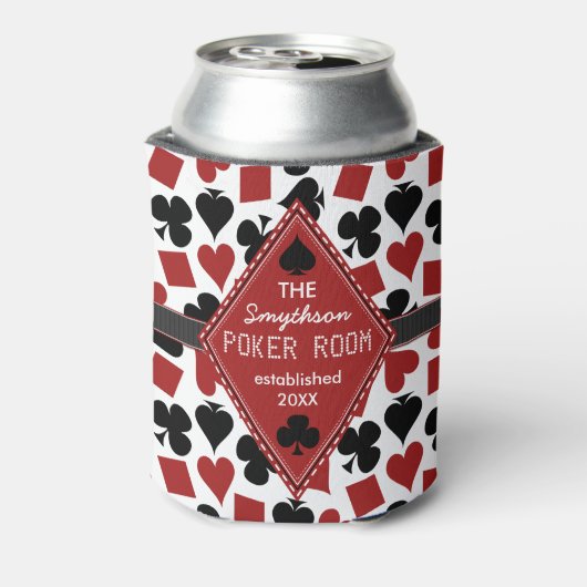 トランプのポーカールームカジノカードスーツパーソナライズされたクラブ 缶クーラー (缶裏面)