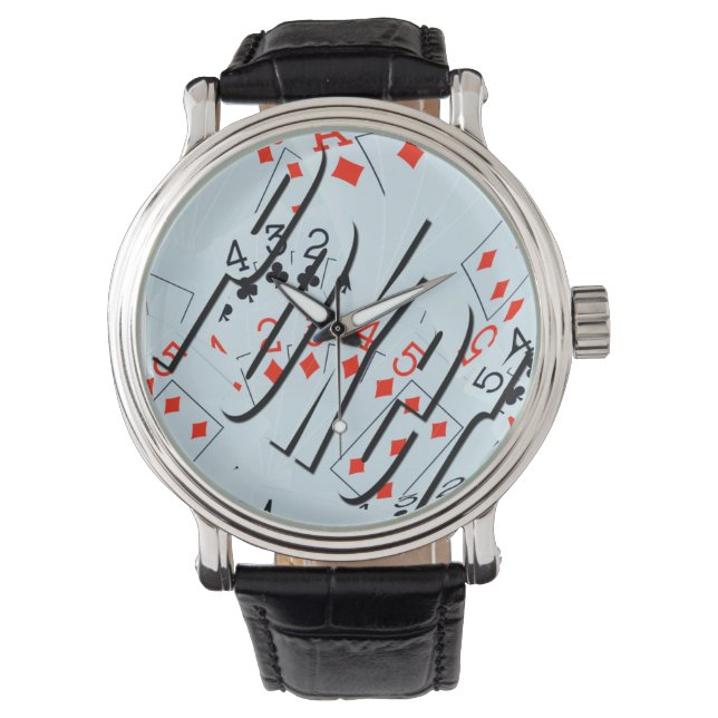 トランプのポーカーロゴトランプメンズレザーウォッチ、 腕時計 (正面)