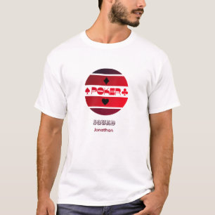 トランプのポーカーロゴ赤い黒のパーソナル化可能なTシャツ Tシャツ