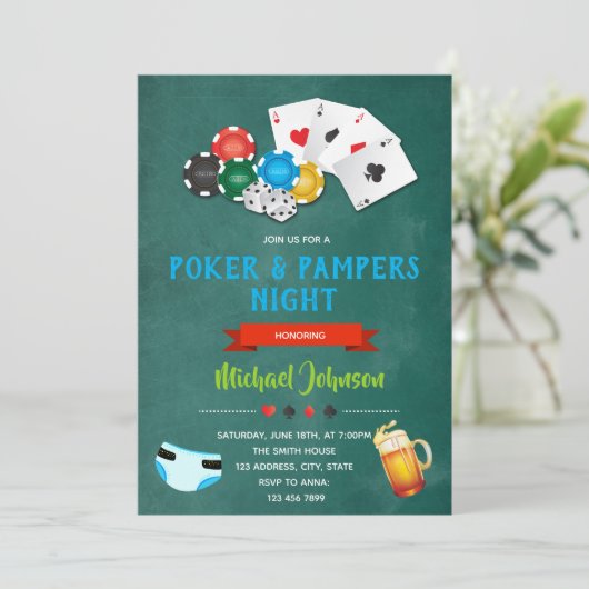 トランプのポーカー及びおむつパーティの招待状 招待状 (スタンド正面)