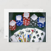 トランプのポーカー夜 ポストカード (正面/裏面)
