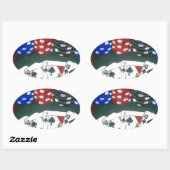 トランプのポーカー夜 楕円形シール (シート)