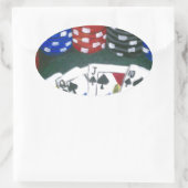 トランプのポーカー夜 楕円形シール (バッグ)