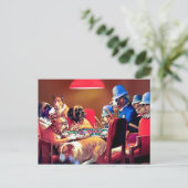 トランプのポーカー犬: 4つのエースとつままれる ポストカード (スタンド正面)