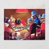 トランプのポーカー犬: 4つのエースとつままれる ポストカード (正面)