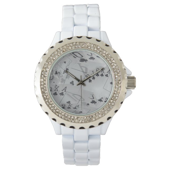 トランプのポーカー王室のクラブフラッシュパターン 腕時計 (正面)