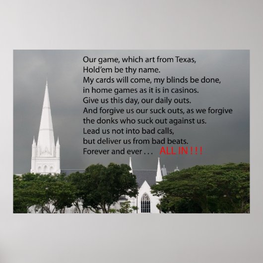 トランプのポーカー祈りの言葉 ポスター (正面)