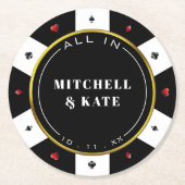 トランプのポーカー結婚チップ ラウンドペーパーコースター (正面)