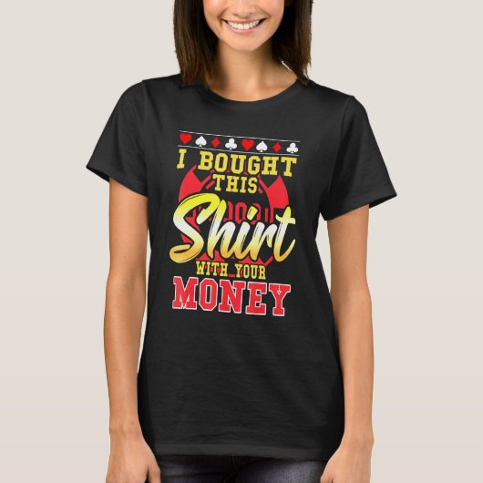 トランプのポーカー買お金のチップ1 Tシャツ (正面)