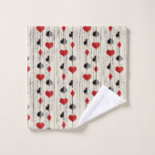 トランプのポーカー遊のカードシンボル バスタオルセット (ウォッシュタオル)