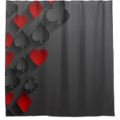 トランプのポーカー遊のスーツが黒 シャワーカーテン (正面)
