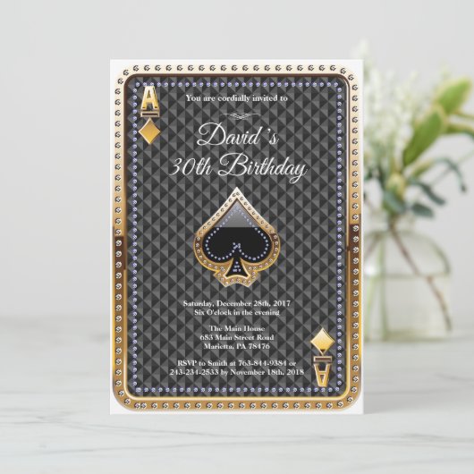 トランプのポーカー遊ズカードカジノ誕生日招待状 招待状 (スタンド正面)