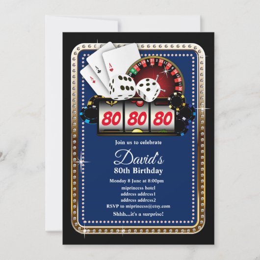 トランプのポーカー遊ズカード、カジノパーティー招待状 招待状 (正面)