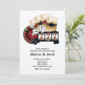 トランプのポーカー遊ズカード、カジノパーティー招待状 招待状 (スタンド正面)