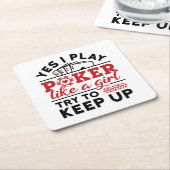 トランプのポーカー選手の女遊のトランプのポーカーが女の子のように スクエアペーパーコースター (アングル)