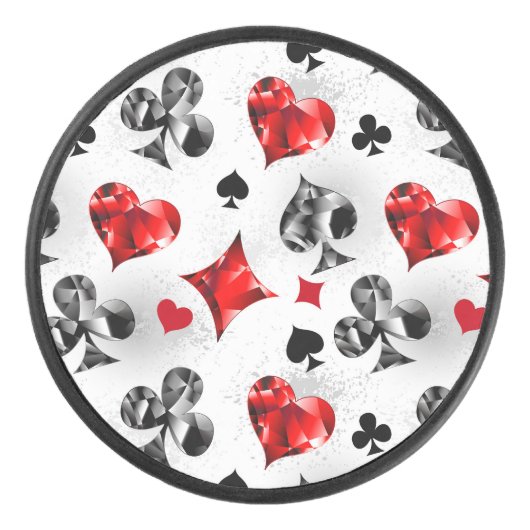 トランプのポーカー選手ギャンブラー遊のカードがラスベガスに似合う アイスホッケーパック (正面)