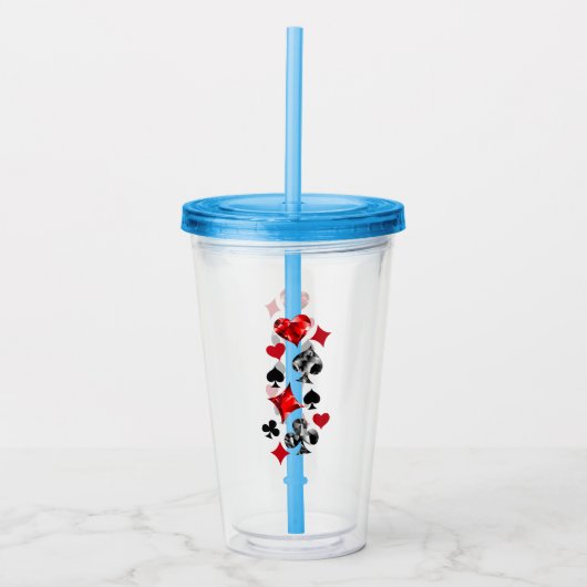 トランプのポーカー選手ギャンブラー遊のカードがラスベガスに似合う アクリルタンブラー (正面)