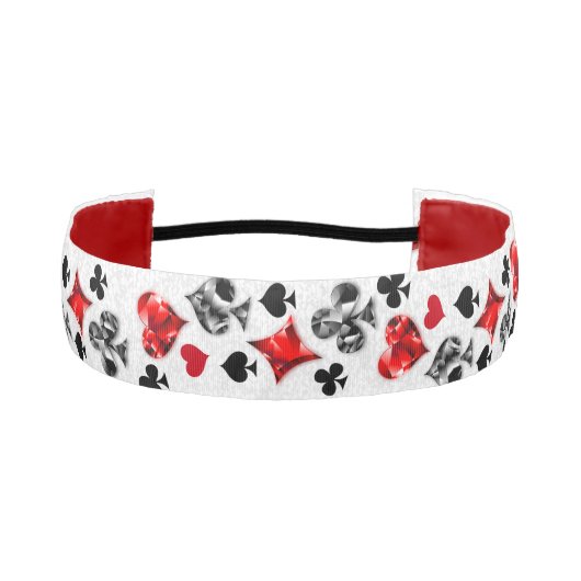 トランプのポーカー選手ギャンブラー遊のカードがラスベガスに似合う アスレチックヘッドバンド (正面)