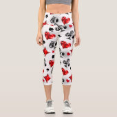 トランプのポーカー選手ギャンブラー遊のカードがラスベガスに似合う カプリレギンス (正面)