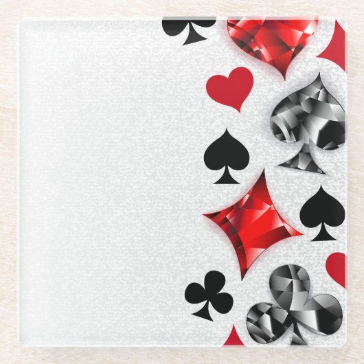 トランプのポーカー選手ギャンブラー遊のカードがラスベガスに似合う ガラスコースター (正面)