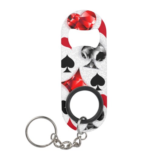 トランプのポーカー選手ギャンブラー遊のカードがラスベガスに似合う キーホルダー栓抜き (正面)