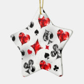 トランプのポーカー選手ギャンブラー遊のカードがラスベガスに似合う セラミックオーナメント (左)