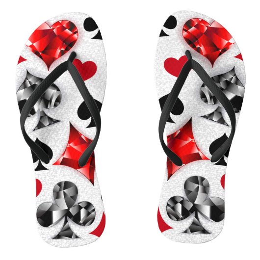 トランプのポーカー選手ギャンブラー遊のカードがラスベガスに似合う ビーチサンダル (ソール)