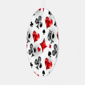 トランプのポーカー選手ギャンブラー遊のカードがラスベガスに似合う メタルオーナメント (正面左)