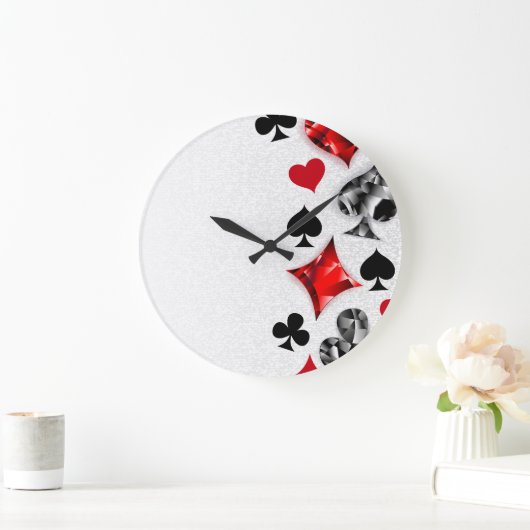 トランプのポーカー選手ギャンブラー遊のカードがラスベガスに似合う ラージ壁時計 (ホーム)