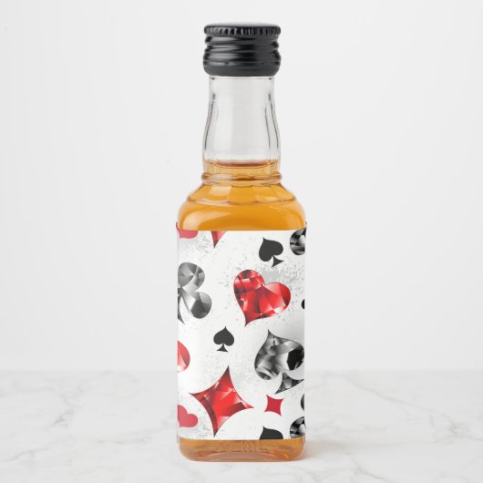 トランプのポーカー選手ギャンブラー遊のカードがラスベガスに似合う リキュールボトルラベル (正面)