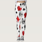 トランプのポーカー選手ギャンブラー遊のカードがラスベガスに似合う レギンス (正面)