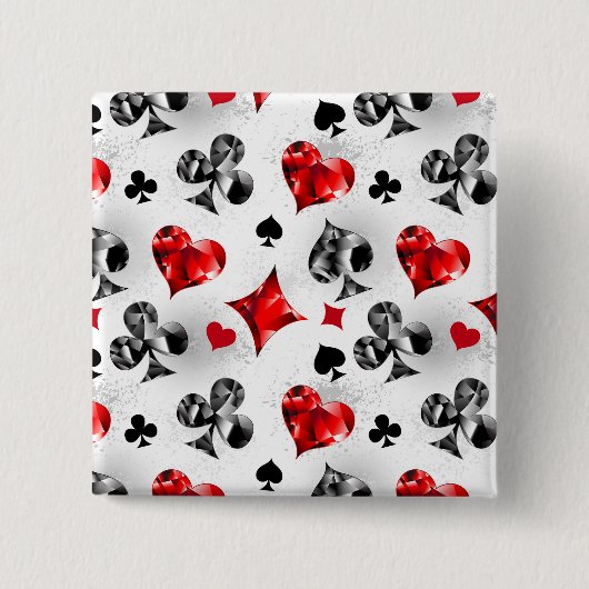 トランプのポーカー選手ギャンブラー遊のカードがラスベガスに似合う 缶バッジ (正面)