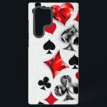 トランプのポーカー選手ギャンブラー遊のカードがラスベガスに似合う SAMSUNG GALAXY S22 ULTRAケース<br><div class="desc">ポリゴンのカードシンボルを使用したグレー遊のテクスチャ付き背景。のカー遊ド、ハート、ダイヤモンド、スペード、クラブのシンボル。</div>