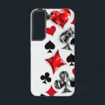 トランプのポーカー選手ギャンブラー遊のカードがラスベガスに似合う SAMSUNG GALAXY S22ケース<br><div class="desc">ポリゴンのカードシンボルを使用したグレー遊のテクスチャ付き背景。のカー遊ド、ハート、ダイヤモンド、スペード、クラブのシンボル。</div>