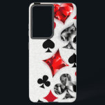 トランプのポーカー選手ギャンブラー遊のカードがラスベガスに似合う SAMSUNG GALAXY S21 ケース<br><div class="desc">ポリゴンのカードシンボルを使用したグレー遊のテクスチャ付き背景。のカー遊ド、ハート、ダイヤモンド、スペード、クラブのシンボル。</div>