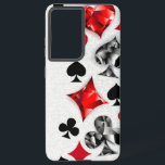 トランプのポーカー選手ギャンブラー遊のカードがラスベガスに似合う SAMSUNG GALAXY S21 ケース<br><div class="desc">ポリゴンのカードシンボルを使用したグレー遊のテクスチャ付き背景。のカー遊ド、ハート、ダイヤモンド、スペード、クラブのシンボル。</div>