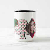 トランプのポーカー顔パーソナライズされたフォトコラージュ マグカップ (中央)