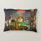 トランプのポーカー、クッション、クーリッジ著芸術を遊んでいる犬 アクセントクッション (裏面)