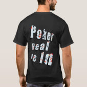 トランプのポーカー、ロゴ、メンズブラックTシャツ Tシャツ (裏面)