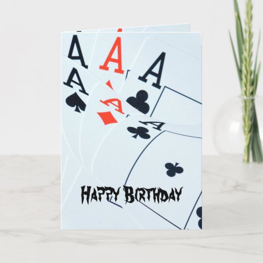 トランプのポーカー_Aces,_Happy Bitday_Greeting_Card カード (正面)
