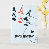 トランプのポーカー_Aces,_Happy Bitday_Greeting_Card カード (黄色い花)