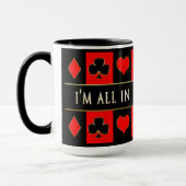 トランプのポーカーMUG – オールイン – 赤/黒/金ゴールド マグカップ (左)