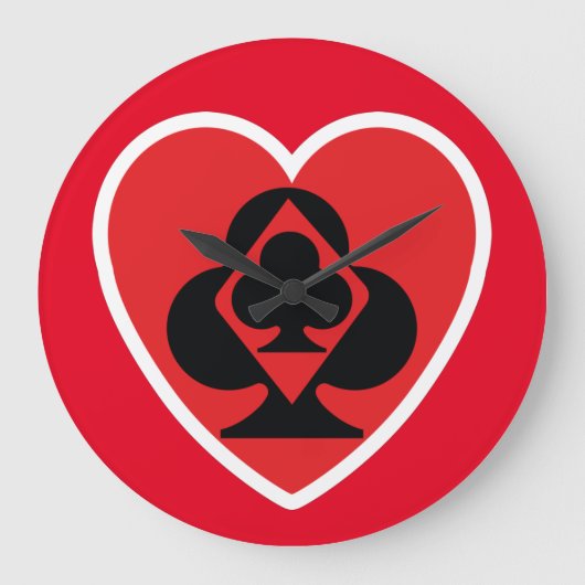 トランプのポーカーNEW pixelat by Masanser ラージ壁時計 (正面)